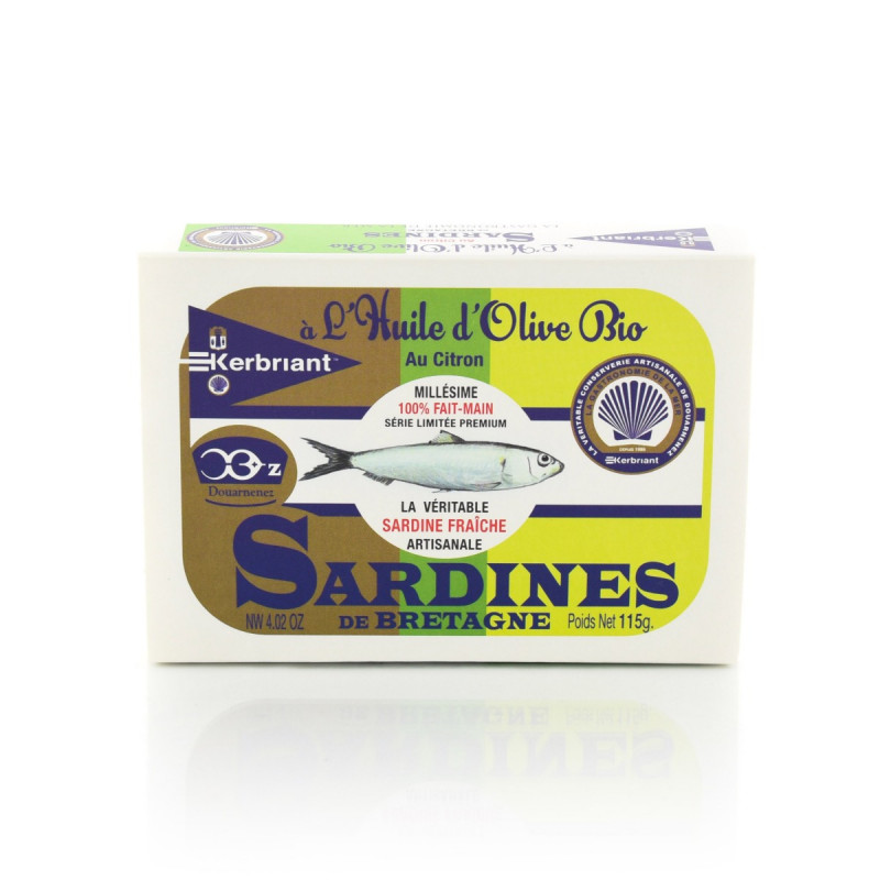 Sardines Bretonnes huile d'olive BIO et citron 