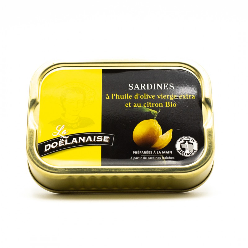 Sardines à l'huile d'olive vierge extra et au citron BIO - La Doélanaise Plozévet 